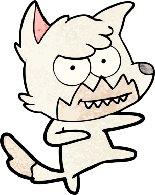 Bir insan tarafından çizilmiş sırıtan tilki çizgi filmi.