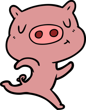 Bir insan tarafından çizilen çizgi film içerikli domuz.