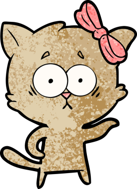 Bir insan tarafından çizilmiş çizgi film kedisi.