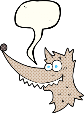 Bir insan tarafından çizilmiş el yazması çizgi roman konuşma balonu kurt kafası.