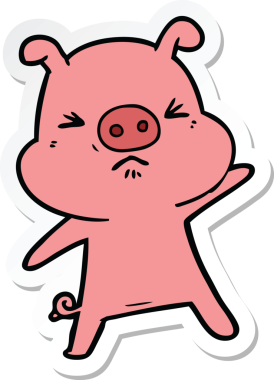 Bir insan tarafından çizilmiş kızgın bir domuzun çıkartması.