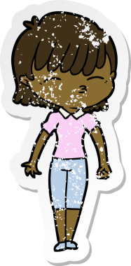 Bir insan tarafından çizilmiş karikatür bir kadının sıkıntılı çıkartması.