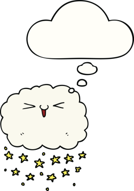 Bir insan tarafından çizilmiş düşünce baloncuklu mutlu çizgi film bulutu