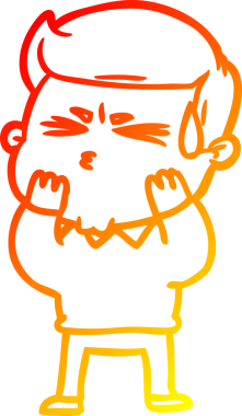 Bir insan tarafından çizilmiş terleyen bir çizgi film karakterinin sıcak çizgi çizimi.