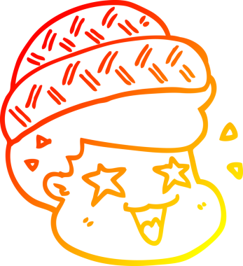 Bir insanın çizdiği şapkayı giyen çizgi film çocuğunun sıcak çizgi çizimi.