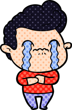 Bir insan tarafından çizilmiş ağlayan çizgi film adamı.