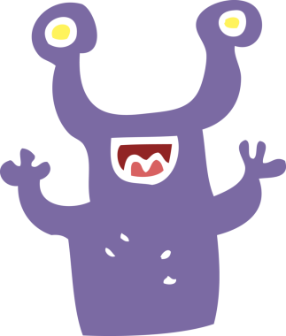 Bir insan tarafından çizilmiş küçük bir uzaylının düz renk çizimi