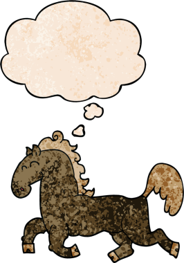 Bir insan tarafından çizilmiş grunge desenli düşünce baloncuklu çizgi film aygırı.