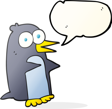 Bir insan tarafından çizilmiş serbest konuşma balonu karikatürü pengueni