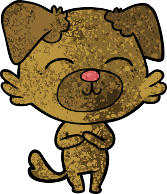 Bir insan tarafından çizilmiş çizgi film köpeği.