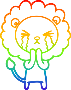 Gökkuşağı gradyan çizgi çizimi Bir insan tarafından çizilmiş ağlayan aslan