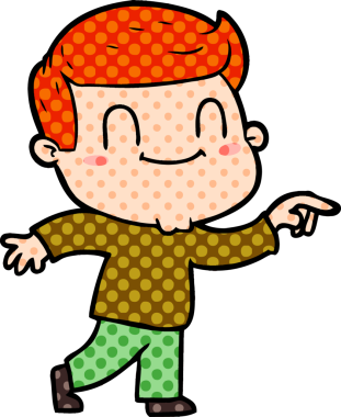 Bir insan tarafından çizilmiş çizgi film dostu bir adam.