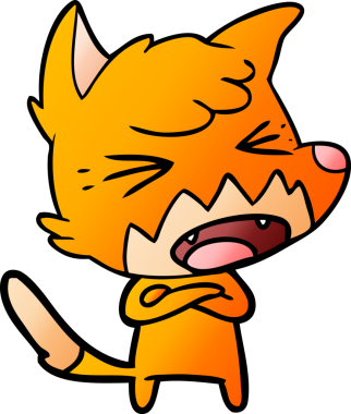 Bir insan tarafından çizilmiş kızgın çizgi film tilkisi.