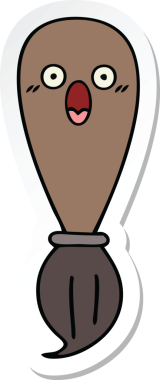 Bir insan tarafından çizilmiş şirin bir karikatür fırçasının çıkartması.