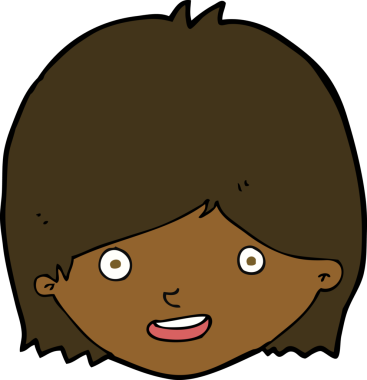 Bir insan tarafından çizilmiş mutlu kadın yüzü.