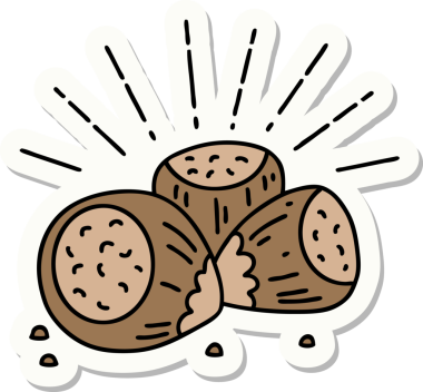 Bir insan tarafından çizilmiş dövme stili fındık çıkartması.