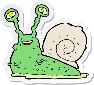 Bir insan tarafından çizilmiş bir salyangozun çıkartması.