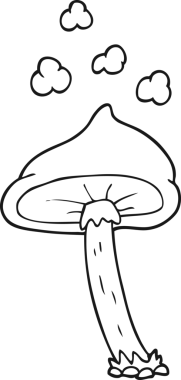 Bir insan tarafından çizilmiş siyah beyaz mantar.
