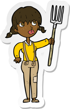 Bir insan tarafından çizilmiş bir çiftçi kızın çıkartması.