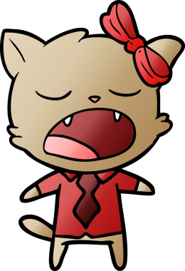 Bir insan tarafından çizilmiş esneyen kedi çizgi filmi.