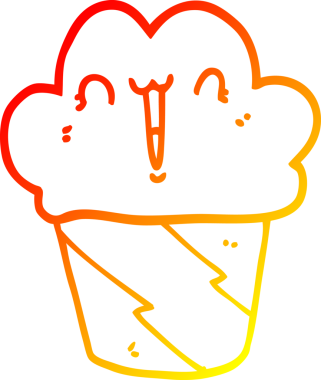 Yüzü insan tarafından çizilmiş bir çizgi film kekinin sıcak çizgi çizimi