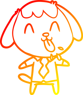 Bir insan tarafından çizilmiş sevimli bir köpeğin sıcak çizgi çizgisi.