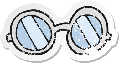 Bir insan tarafından çizilmiş karikatür gözlüğünün gerilimli yapıştırması.