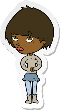 Bir insan tarafından çizilmiş bir çizgi film karakterinin çıkartması.