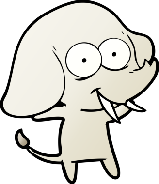 Bir insan tarafından çizilmiş mutlu bir fil.