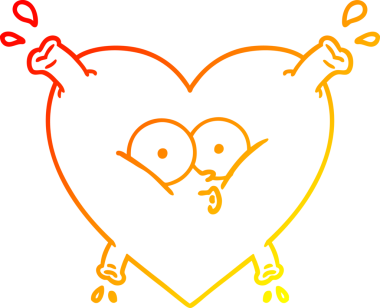 Bir insan tarafından çizilmiş karikatür kalp çizimi.