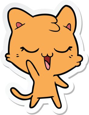 Bir insan tarafından çizilmiş mutlu çizgi film kedisinin çıkartması.