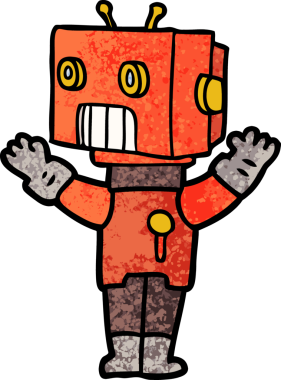 Bir insan tarafından çizilmiş çizgi film robotu