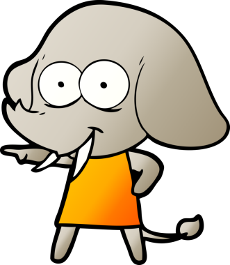 Bir insan tarafından çizilmiş mutlu bir fil.