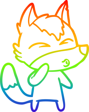 Gökkuşağı gradyan çizgi çizimi bir insan tarafından çizilmiş bir kurt çizgi filmi.