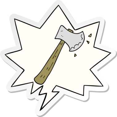 Bir insan tarafından çizilmiş baltalı bir balta.