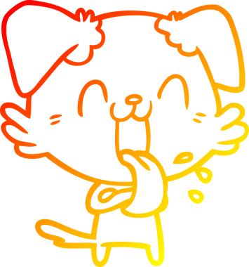 Bir insan tarafından çizilmiş çizgi film köpeğinin sıcak çizgi çizimi