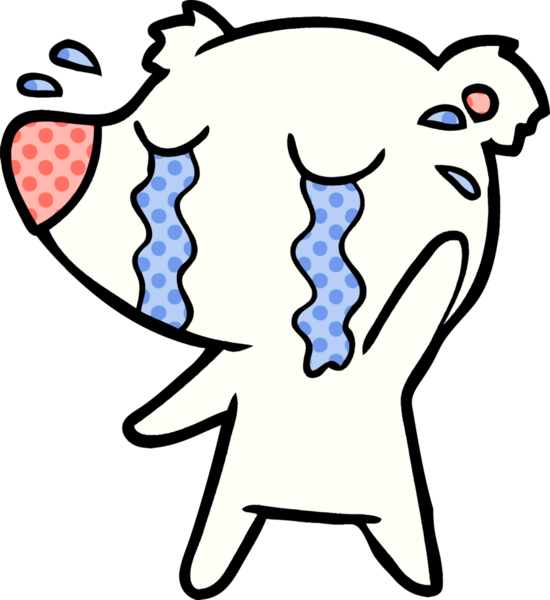 Bir insan tarafından çizilmiş üzgün küçük kutup ayısı çizgi filmi.