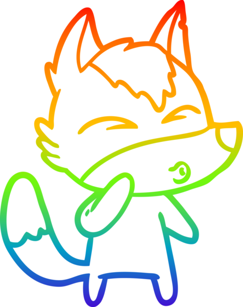 Gökkuşağı gradyan çizgi çizimi bir insan tarafından çizilmiş bir kurt çizgi filmi.