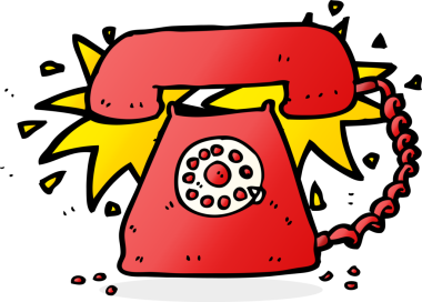 bir insan tarafından çizilmiş çizgi film çalan telefon