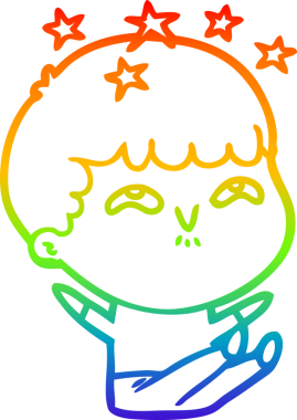 gökkuşağının gradyan çizimi bir çizgi film karakteri tarafından çizilmiş.