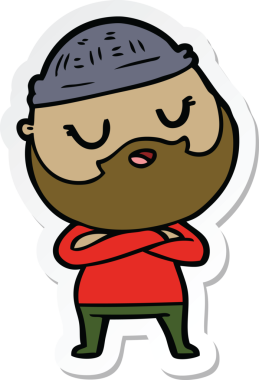 Bir insan tarafından çizilmiş sakallı bir karikatür adamın çıkartması.