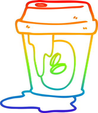 Bir insan tarafından çizilmiş dağınık bir kahve fincanı karikatürü çizimi