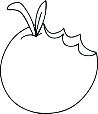 Bir insan tarafından çizilmiş tuhaf çizgi film elması.