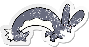 Bir insan tarafından çizilmiş komik çizgi film tavşanının sıkıntılı çıkartması.