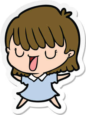 Bir insan tarafından çizilmiş bir karikatür kadının çıkartması.