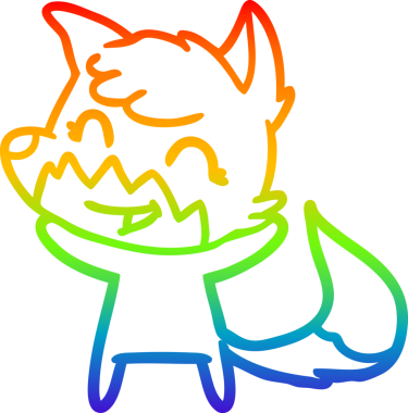 gökkuşağı gradyanı çizimi bir insan tarafından çizilmiş mutlu bir tilki çizgi filmi.