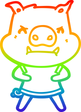 Bir insan tarafından çizilmiş kızgın çizgi film domuzu çizimi.