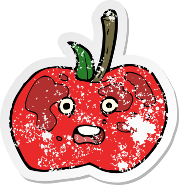 Bir insan tarafından çizilmiş elma karikatürünün gerilimli yapıştırması.