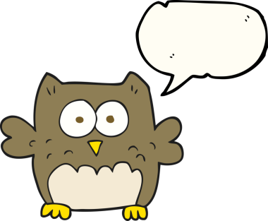 Bir insan tarafından çizilmiş serbest konuşma balonu karikatürü baykuşu