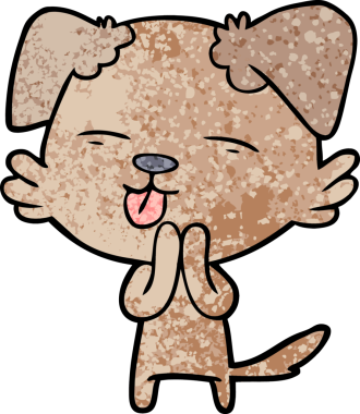 Bir insan tarafından çizilmiş bir çizgi film köpeği.